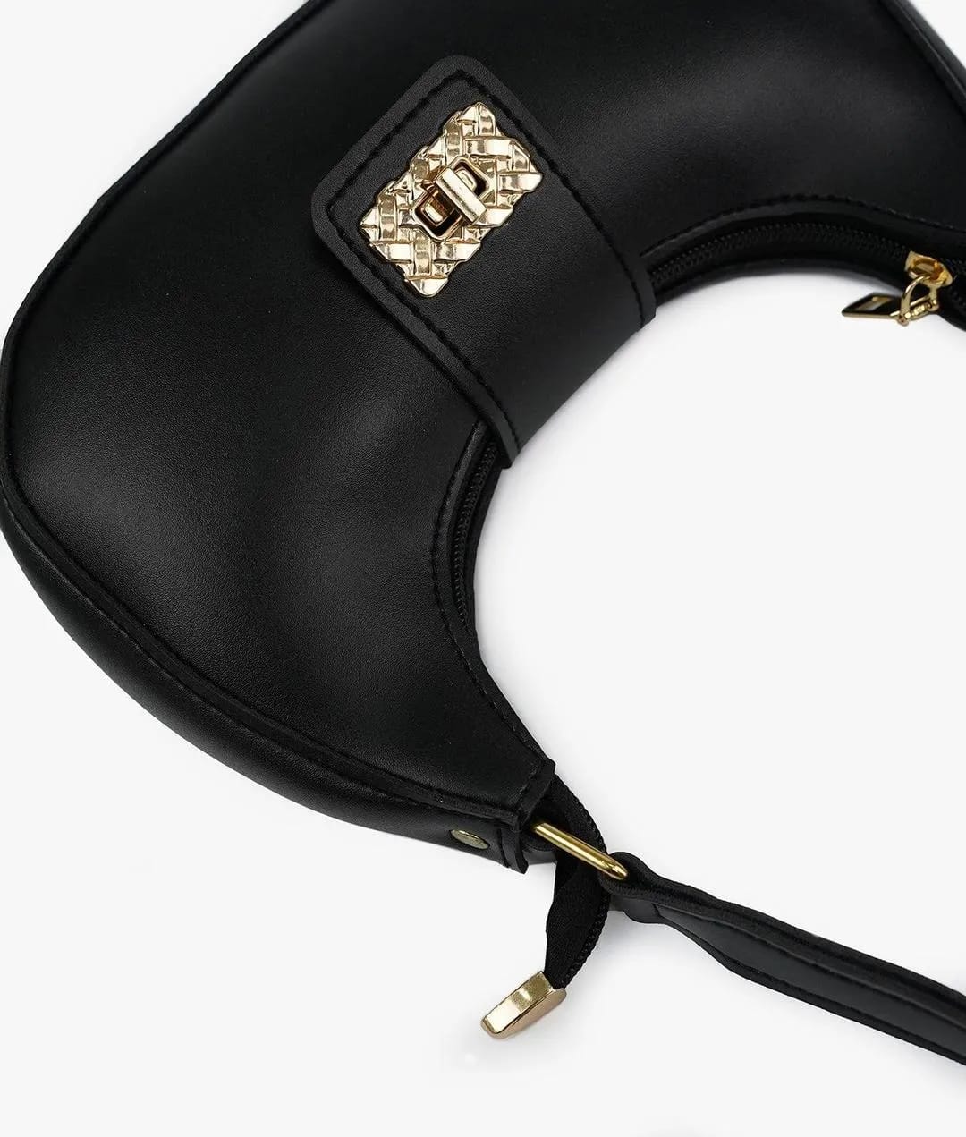 Girls pu plain leather shoulder bag - moon shape bag