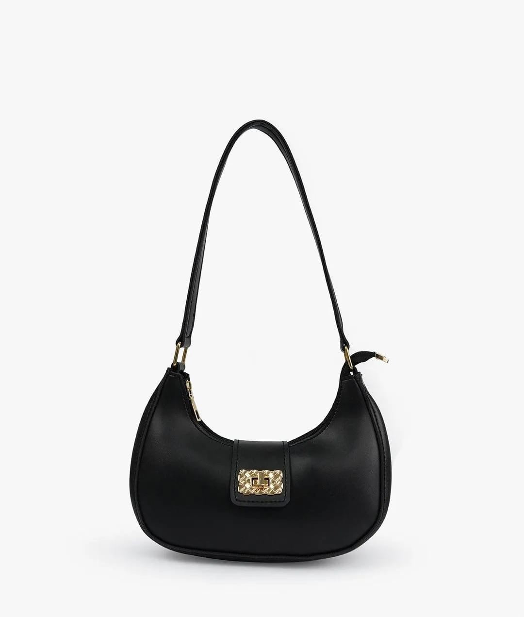 Girls pu plain leather shoulder bag - moon shape bag