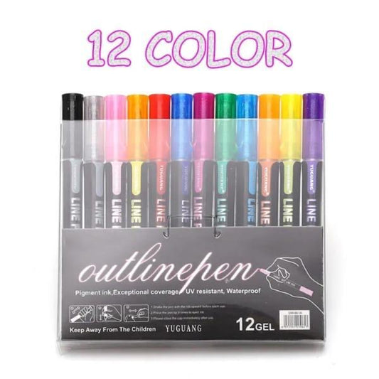 Double line art marker pen set