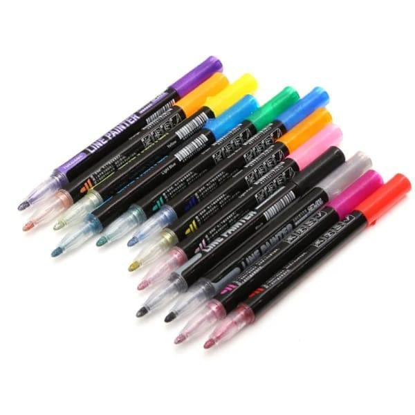 Double line art marker pen set