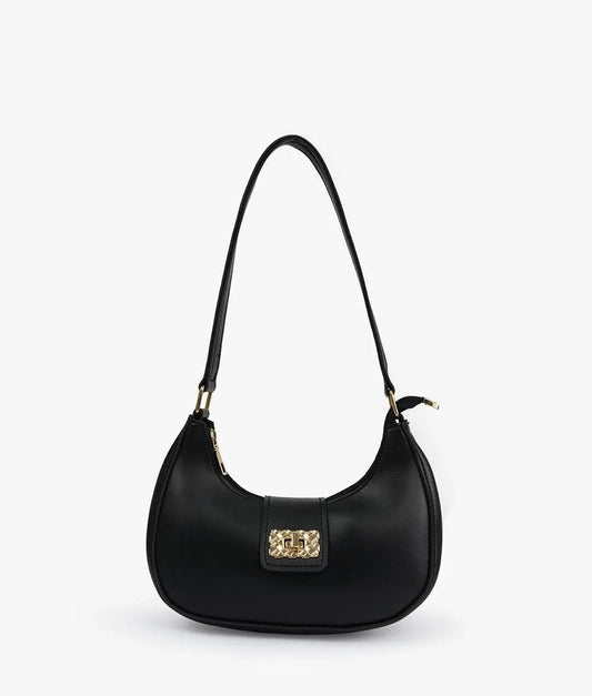 Girls pu plain leather shoulder bag - moon shape bag